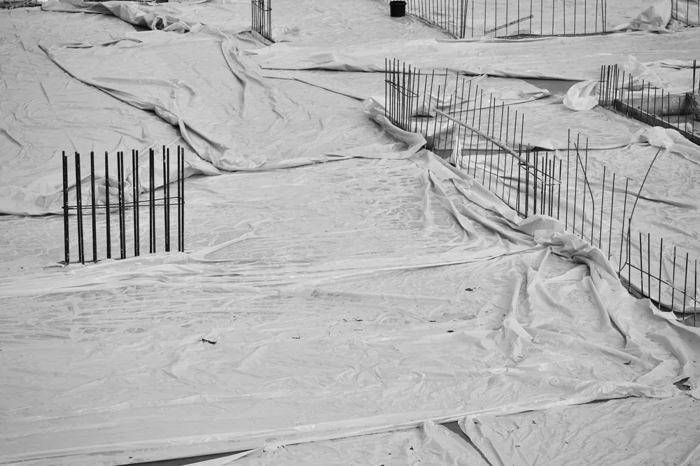 Vapor barrier laid over a prepared foundation