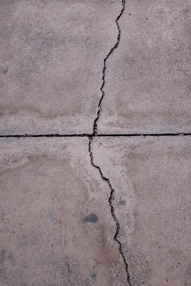 Cracked joint in a concrete slab