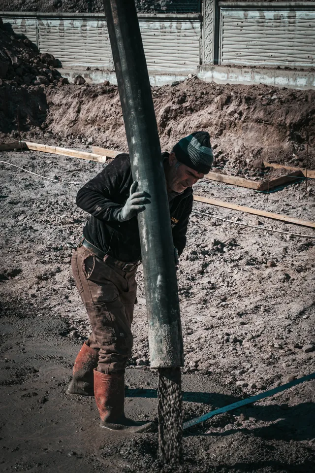 Concrete being placed on a job site